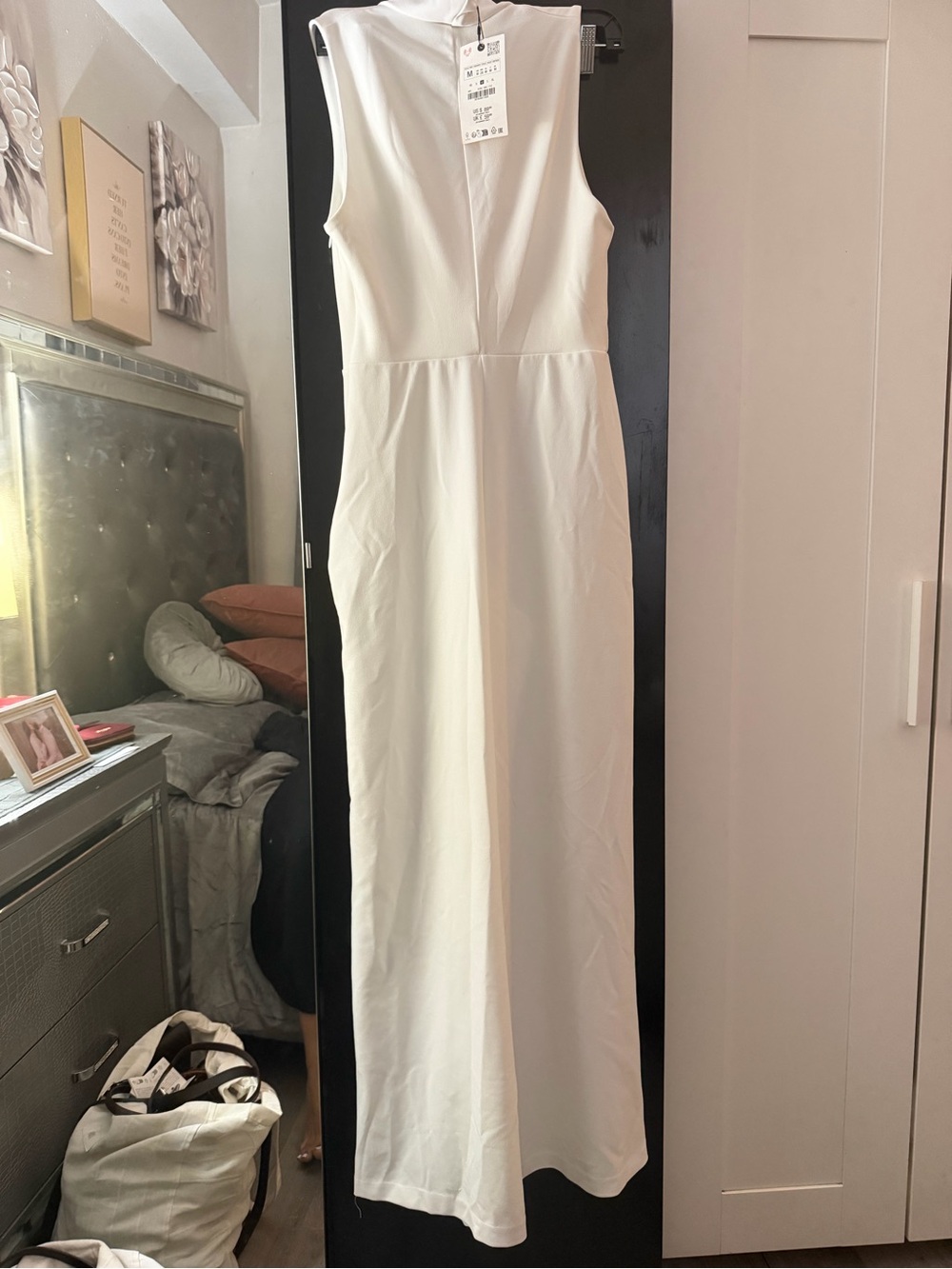 Zara White Sleeveless Cowl-Neck Wide-Leg Jumpsuit - Picture 13 of 14